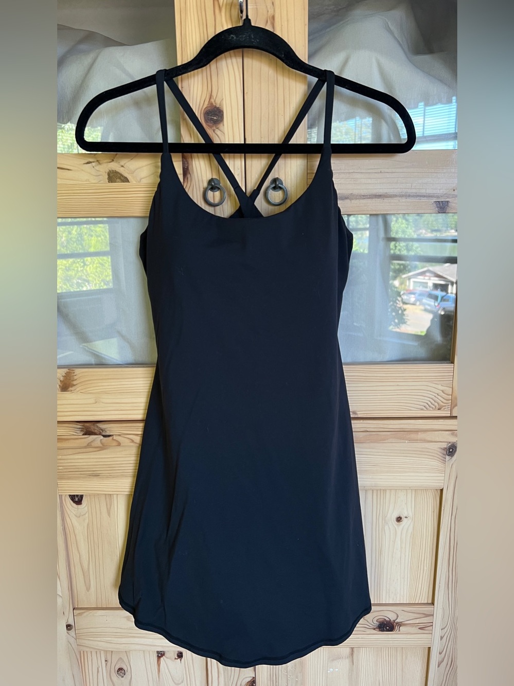 HALARA Black Mini Dress with Cross-Back Straps